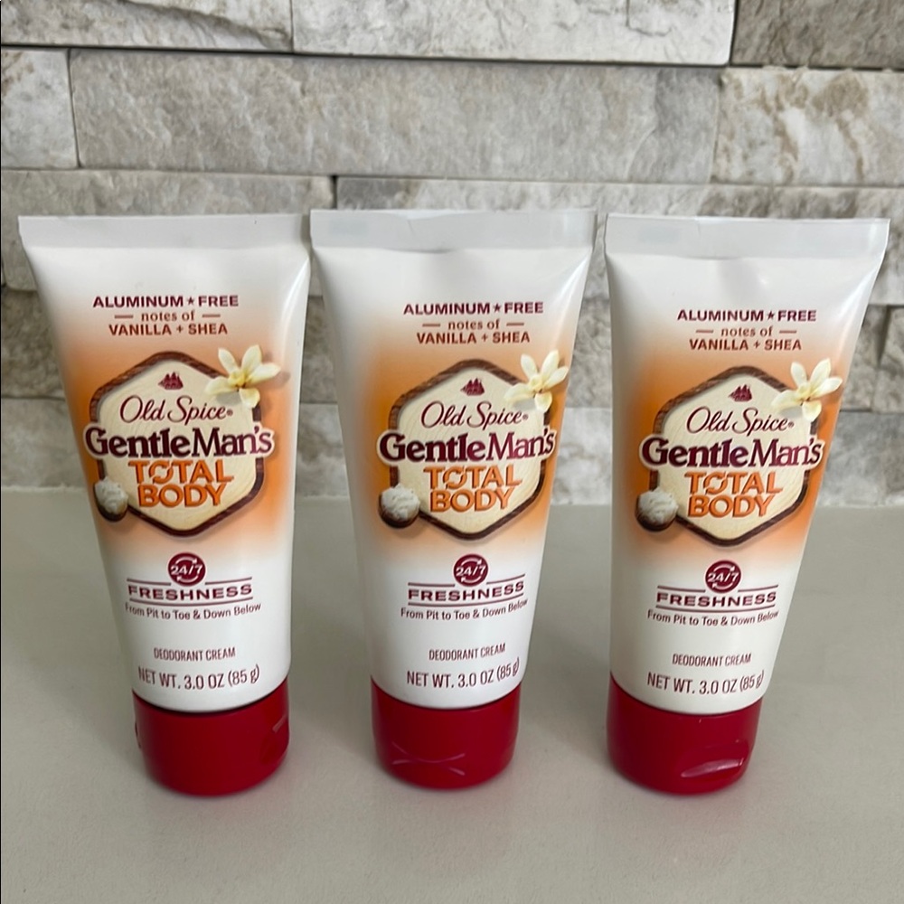 Brand new! Three Old Spice GentleMan's Total Body Deodorant Cream Vanilla+Shea